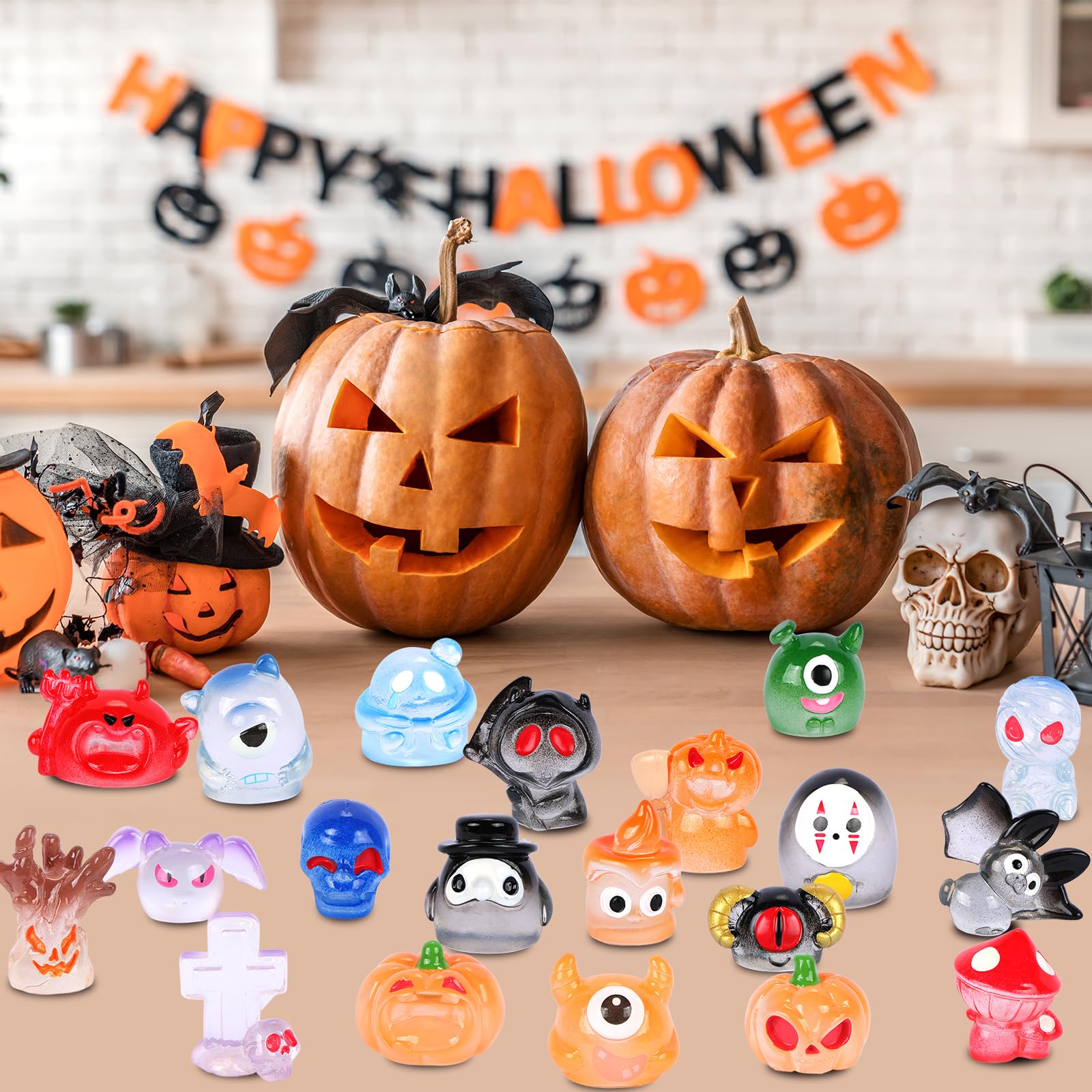 LALASTYLE 20Pcs Mini Resin Monster Halloween Luminous Tiny Small Monster Figurines Spooky Miniature Decor for Micro Landscape Fairy Gardens Dollhouses - Image 4