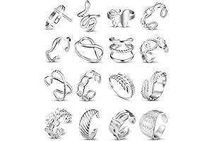 16Pcs Stainless Steel Rings: Adjustable, Stackable, Trendy Statement Rings for Women