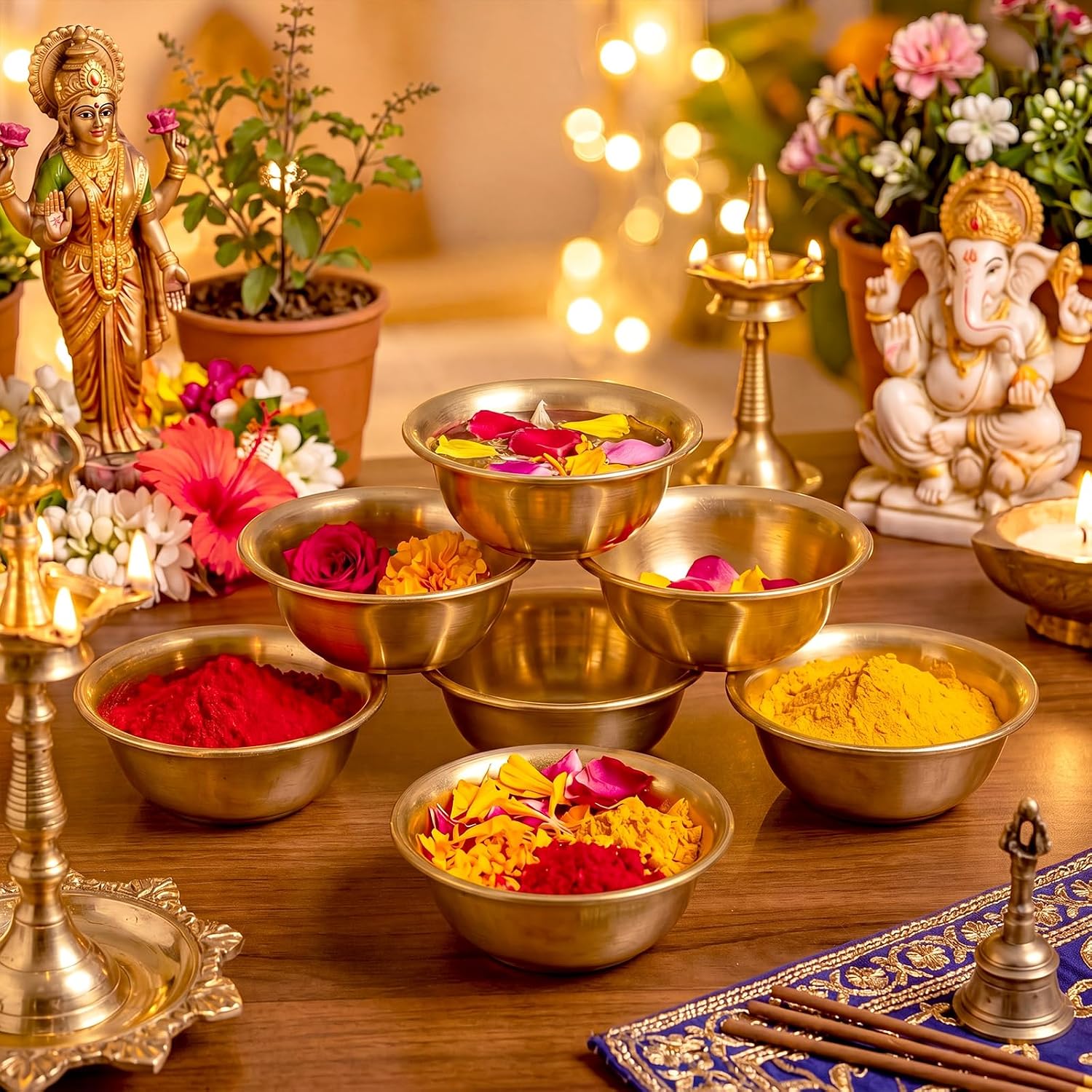 24 Pack Indian Return Gifts for Pooja Small Brass Offering Bowl