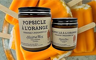 Bougie Parfumée Popsicle à l'Orange, bougie gourmande, Bougie Fait Main de Soja. Bougie en pot de verre, fondants cire, Chandelles AllumeMoi (8 ounces)