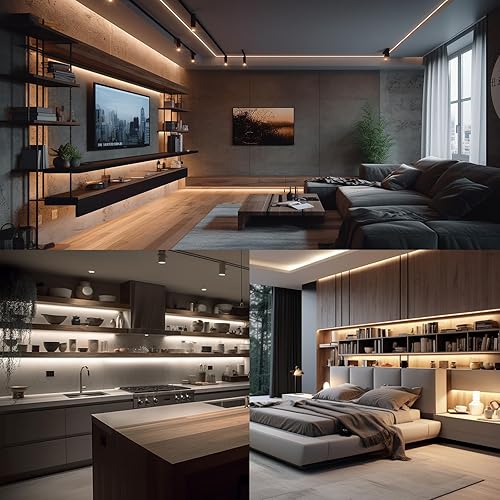 Miniatura 6 de Tira de luces LED blancas de 105 pies con control remoto (52.5 pies/rollo), cinta LED blanca cálida brillante para iluminación de dormitorio y