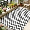 Waterproof Outdoor Rugs for Patios, Checkered Reversible Plastic Garden Rug, Easy Cleaning Geometric Area Rugs, Portable Outdoor Mat for Camping, Beach, Picnic, Grey & White, 120x180cm