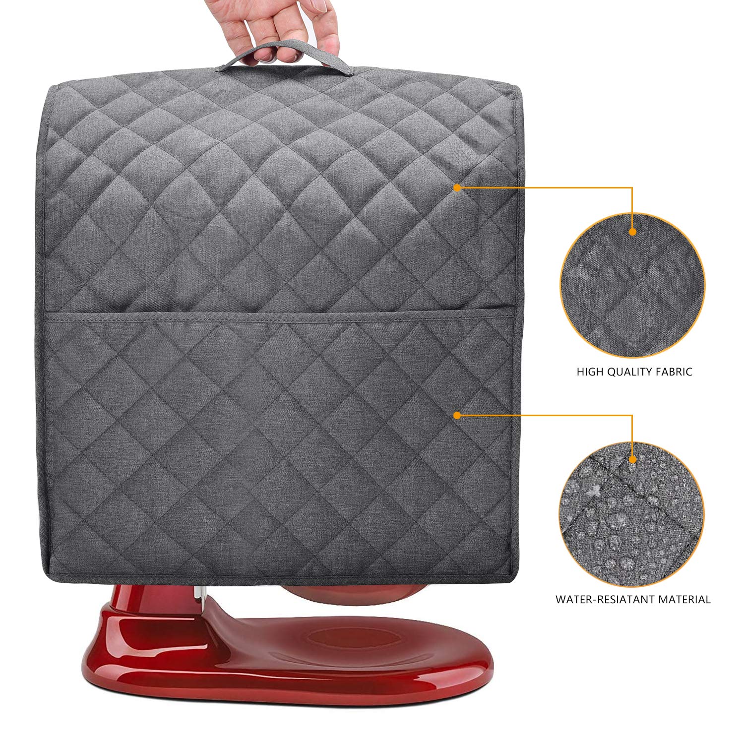 Stand Mixer Cover compatible with Mixer, Fits All Tilt Head & Bowl Lift Models,Waterproof,Ease cleaning (Grey, Fits for 4.5-Quart and 5-Quart)