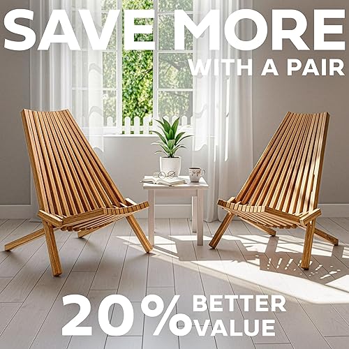 Miniatura 7 de Melino 2 sillas plegables de madera Tamarack, sillas Adirondack de bajo perfil de acacia con certificación FSC, silla plegable de madera para