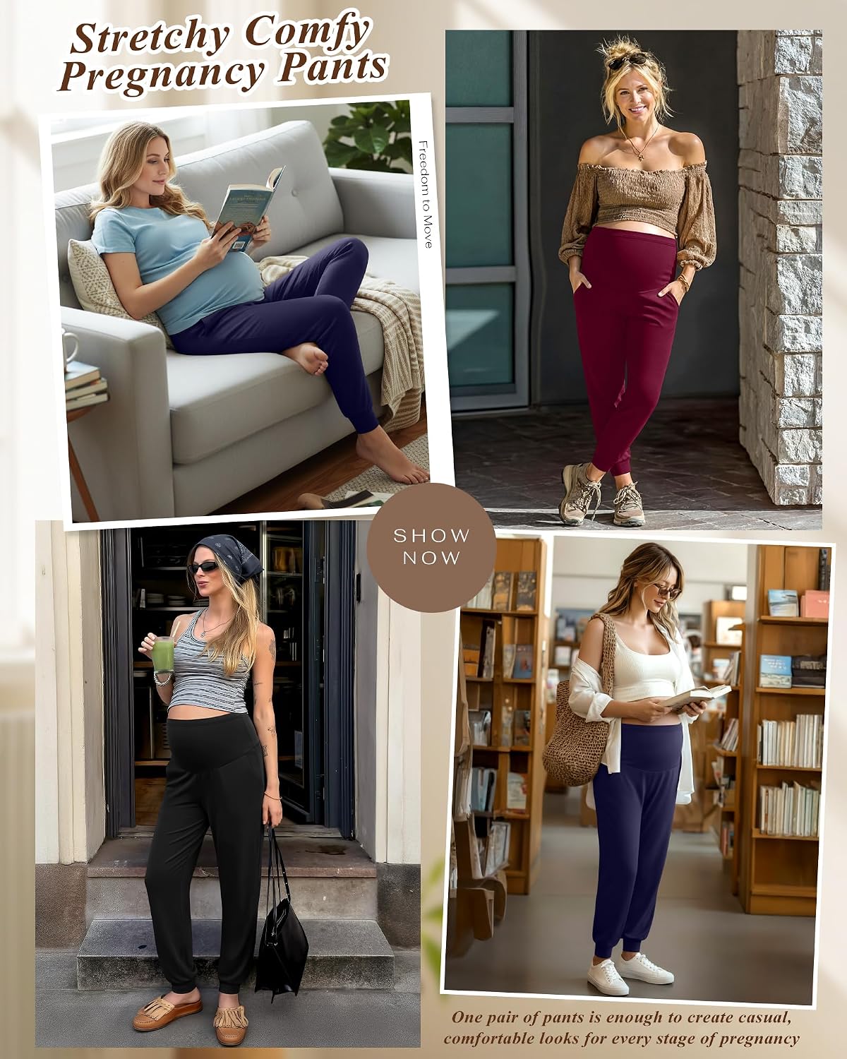 3 Pack Women's Maternity Pants Joggers Over The Belly Pregnancy Pants Casual Comfy Lounge Sweatpants with Pockets
