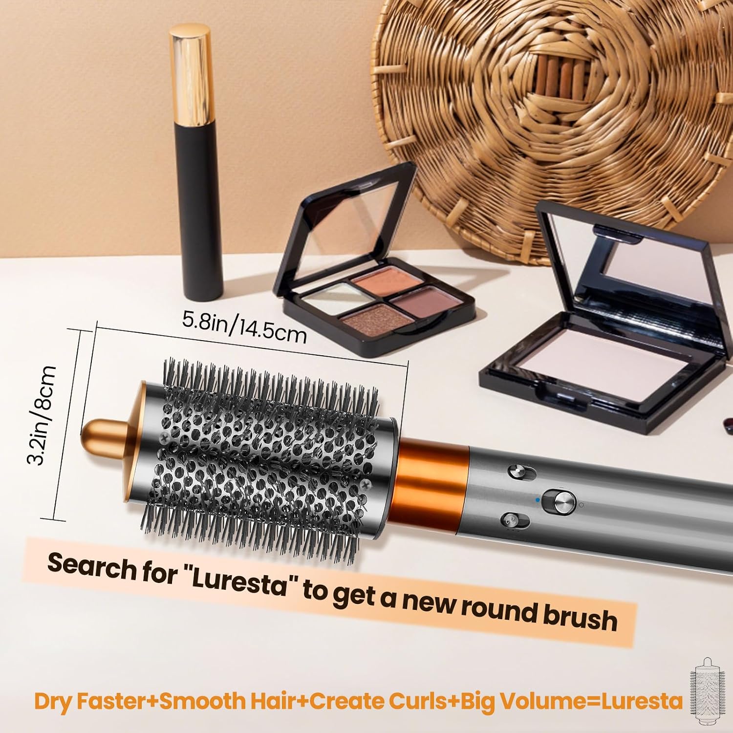 Upgraded Large Round Volumizing Brush Attachment Compatible with Dyson Airwrap HS01 HS05 HS08, 3.2IN Round Brush for Dry Smooth Volumize and Styling Hair