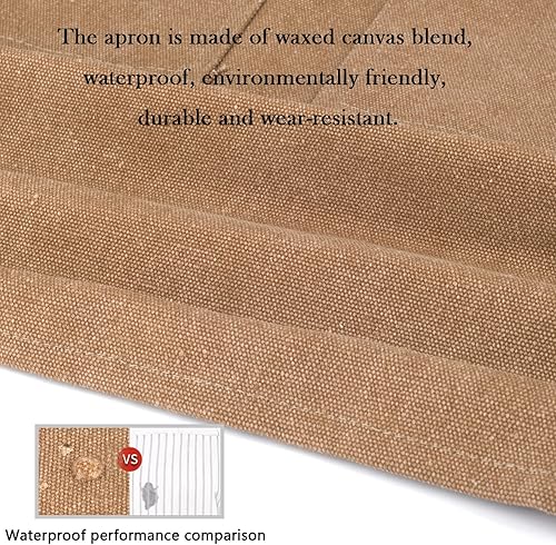 Miniatura 5 de Delantal de trabajo con 4 bolsillos para herramientas, delantal de carpintería, herramienta de jardinería, delantal de trabajo resistente, delantal