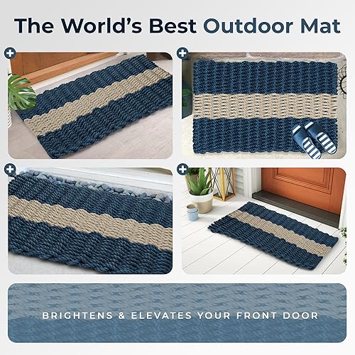 Miniatura 3 de Tapete para puerta de exterior, el tapete original de cuerda de langosta, tapete para todo tipo de clima, tapete tejido de cuerda náutica, tapetes