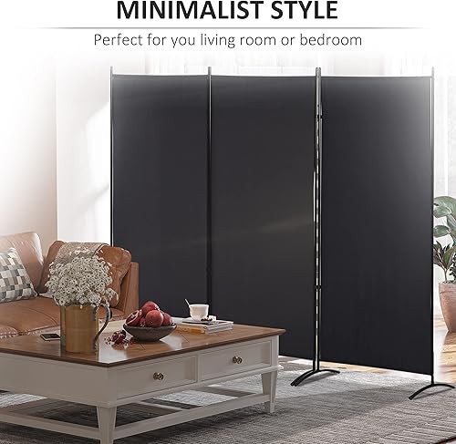 Miniatura 6 de HOMCOM Divisor de habitación plegable de 3 paneles, pantalla de privacidad separador de pared para interior dormitorio oficina, 100 x 72 pulgadas,