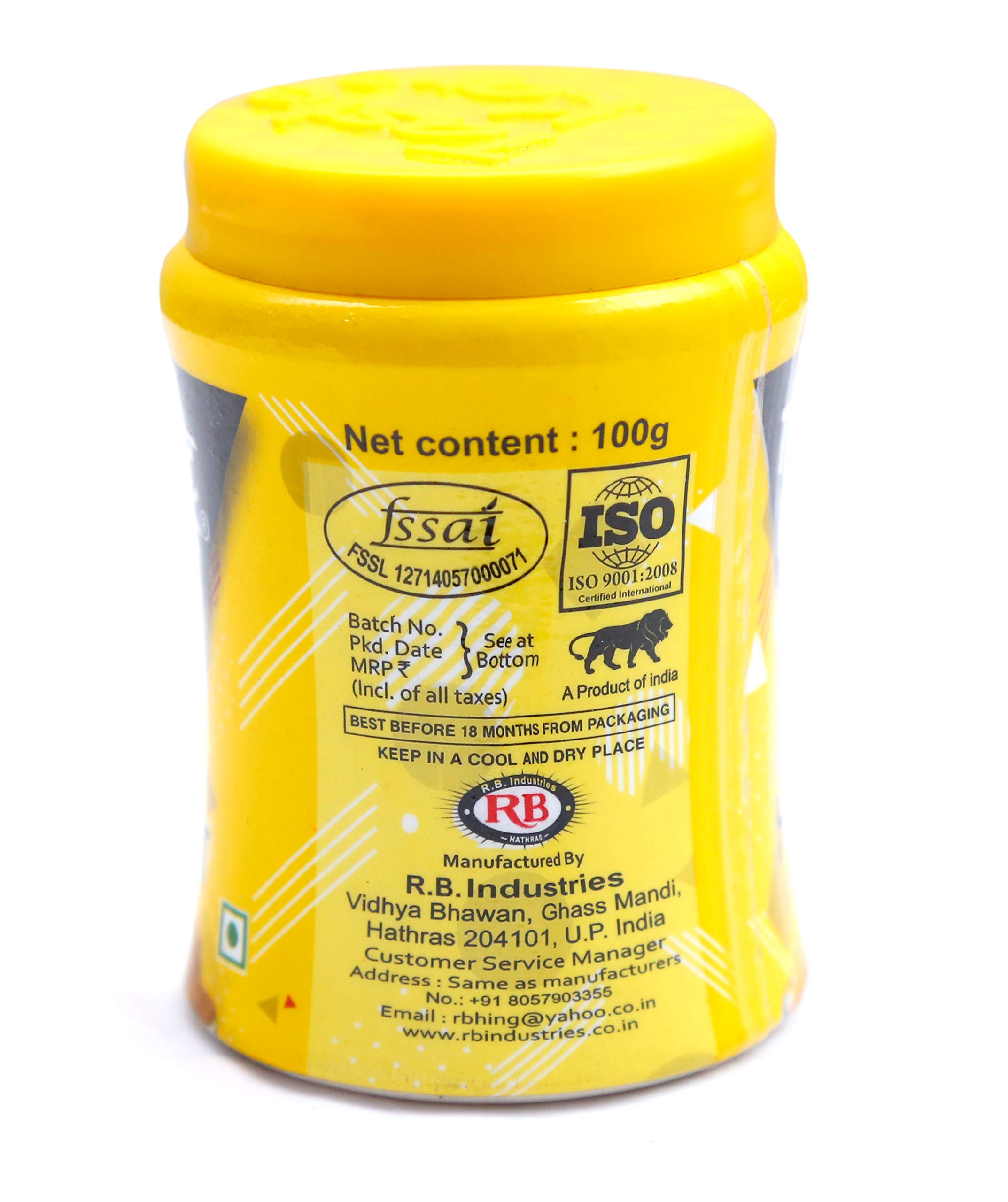 TASTEKAR Frasco De Polvo De Asafétida Compuesto - 100 G De Especia India Natural Hing |Marrón|0.22 Libras