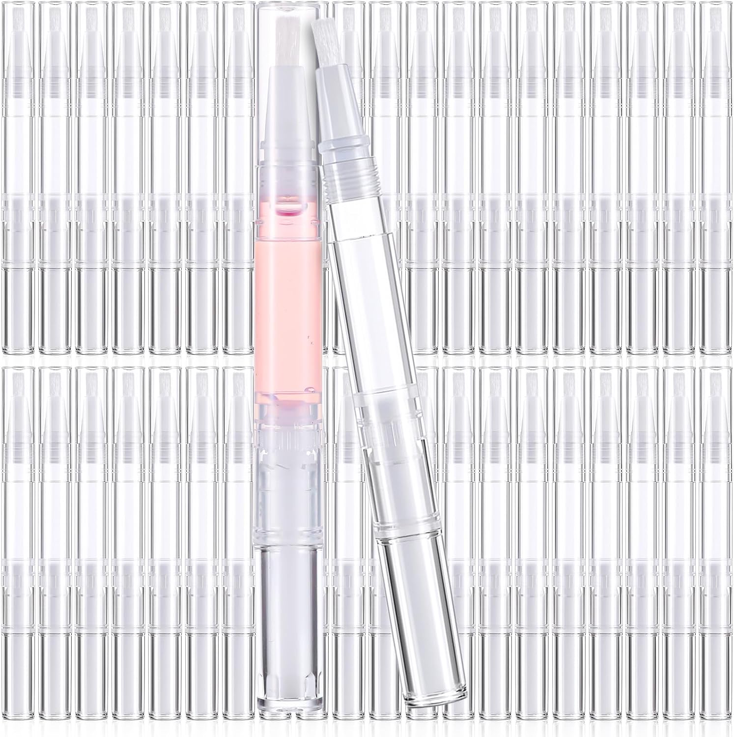 40 Pack 3 ml Cuticle Oil Pen, Empty Cuticle Nail Oil Pen with Brush Tip, Transparent Twist Pens with Brush Tip, Cosmetic Lip Gloss Containers Eyelash Growth Liquid Tube