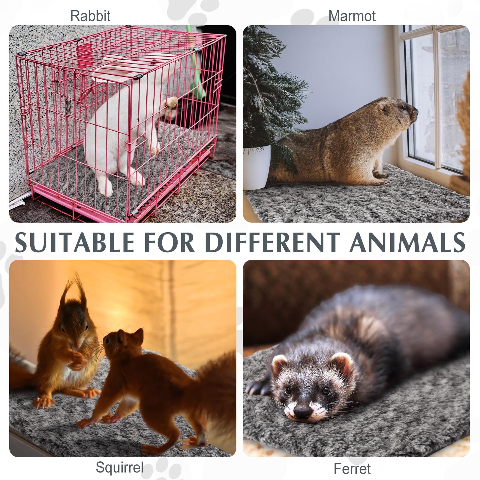 Photect 4 Letti Autoriscaldanti per Gatti Lavabili Tappetino Autoriscaldante per Gatti e Cani Tappeto Termico per Animali Domestici da Federa Rimovibile Antiscivolo(Grigio)