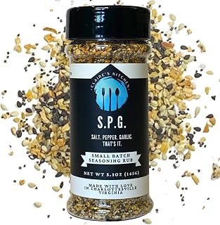 Claire's Kitchen SPG (Salt Pepper Garlic) Seasoning Rub/Savory & Spicy All Purpose Natural Blend/Poultry, Steak, Burgers, Pork, Fish, & Vegetable Spices / 5.1oz Net Wt Shaker Bottle