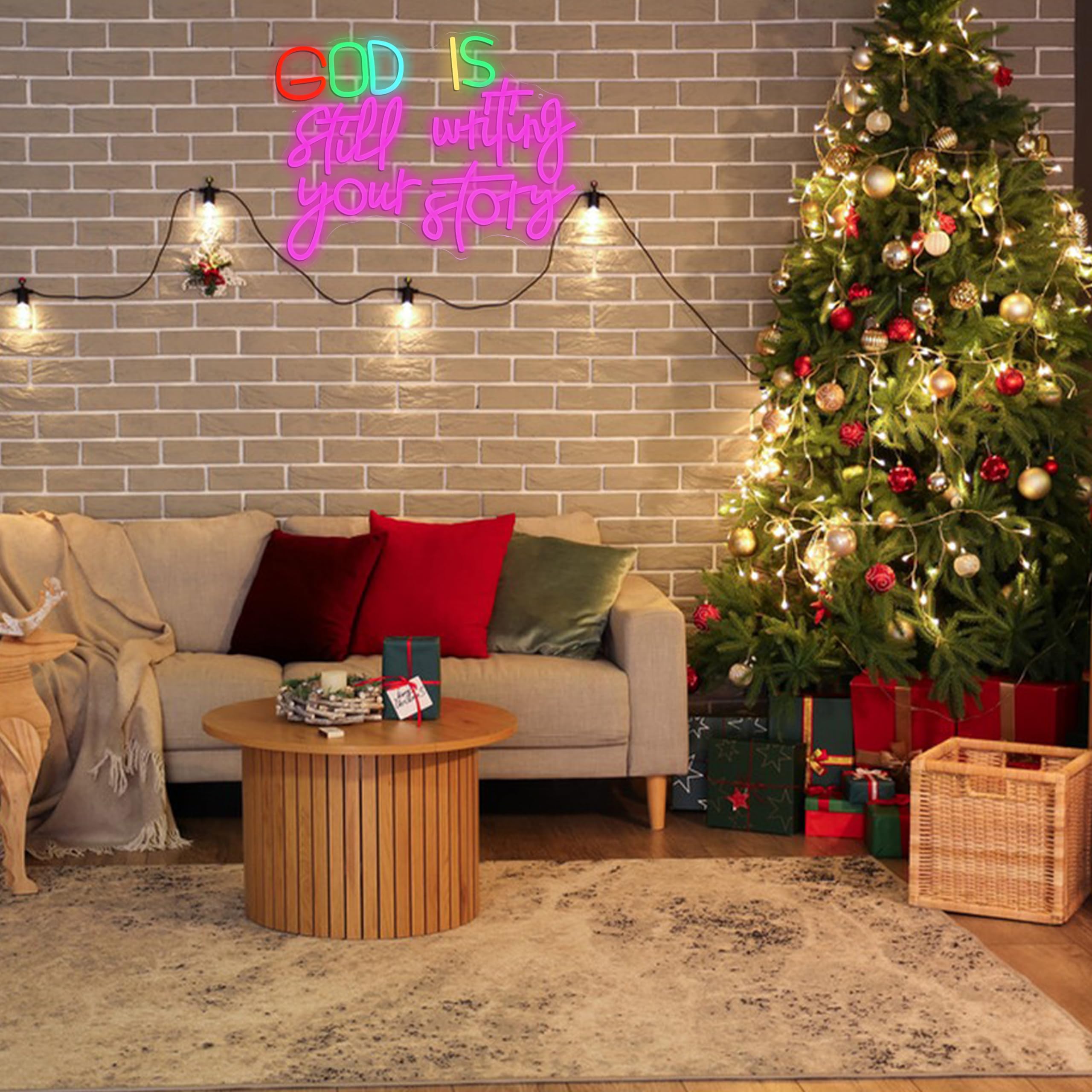 LISIGNVE Insegna al neon con scritta in lingua inglese "God Is Still Writing Your Story" alimentata tramite USB, decorazione da parete, dimmerabile, luce al neon a LED, per chiesa, camera da letto