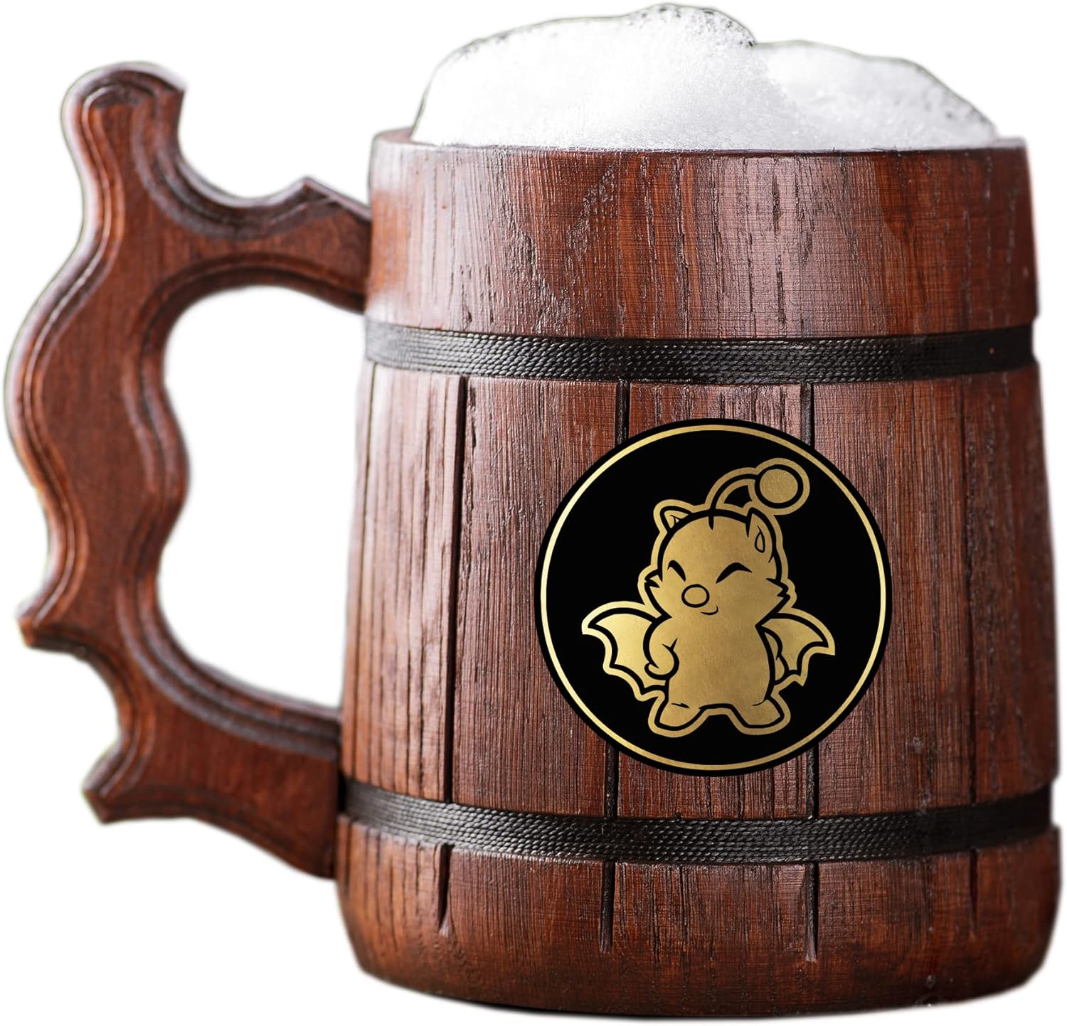 ffxiv Moogle Kupo Mug Wooden Tankard. Gift For Gamers. Beer Stein. Personalized Wooden Beer Mug. Custom Gift For Him, Gift For Husband, Gifts For Men # 550/0.6L / 22oz