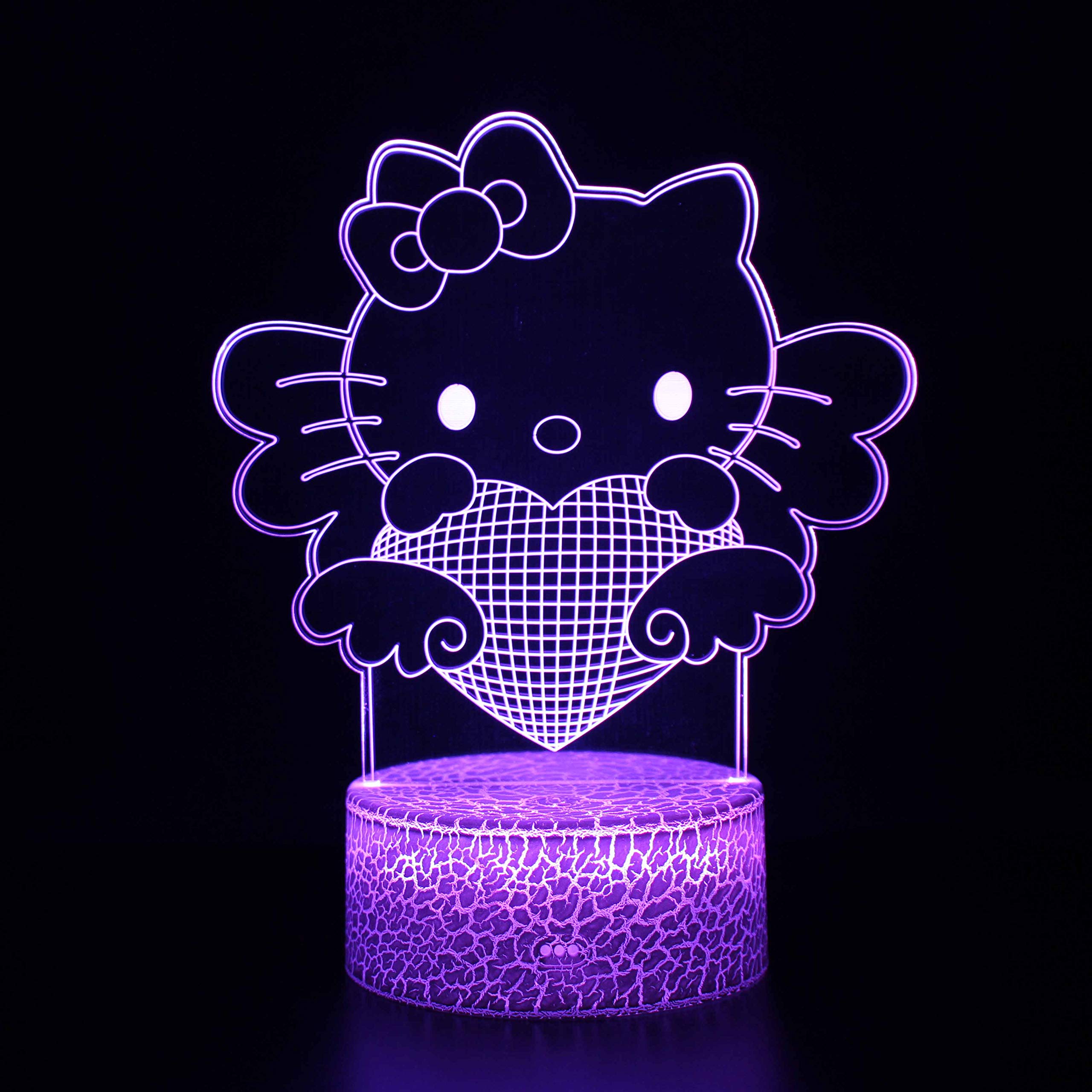 althiqahkey 3D LED Night Light Table Desk Lamp 16 Color Optical Illusion Lights Hello Kitty 5
