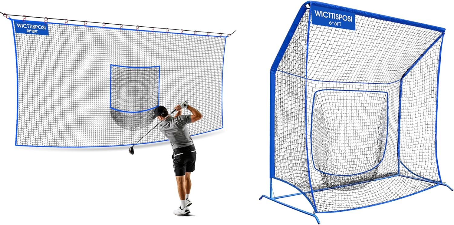 6x6ft Baseball Softball Net System with 20x10ft Golf Net with Target Pocket
