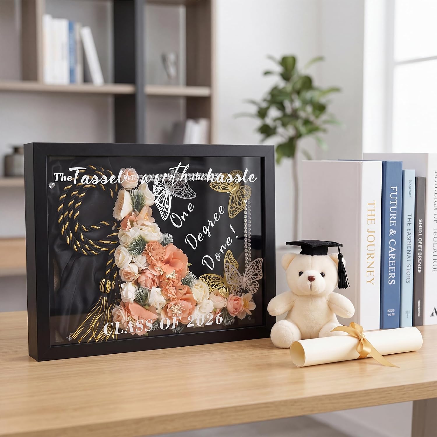 FramePro Graduation Cap Shadow Box Class of 2026 The Tassel was Worth the Hassle 12.5x16.5 Graduation Gift Party Decoration Black Frame