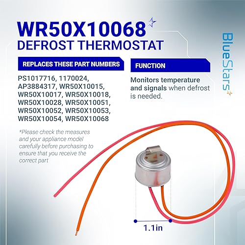 Miniatura 3 de BlueStars WR51X10055 Refrigerator Defrost Heater, WR55X10025 Temperature Sensor and WR50X10068 Defrost Thermostat Replacement - Compatible with GE