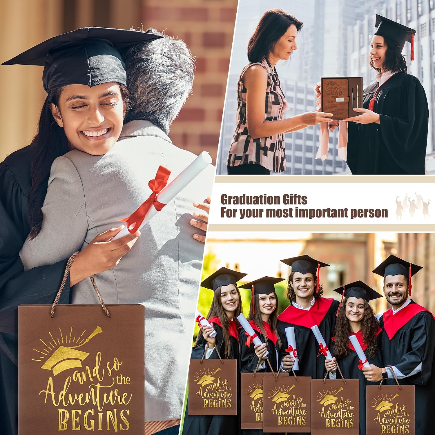 Tinlade 2026 Congrats Grad Gift Set Including Graduation Leather Notebook with Pen and Refill Brown Gift Box and Bag Class of 2026 Congratulations Present for Her Him School College Graduate Students
