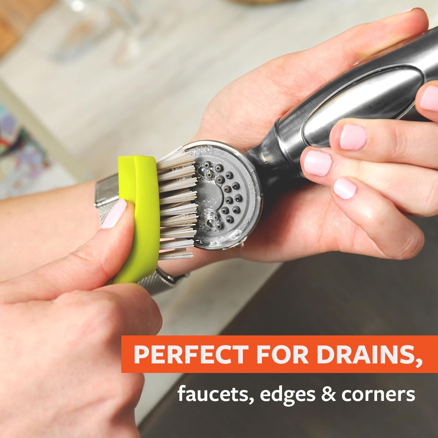 Full Circle Every-Crevice Detail Brush, Shower, Grout, Green