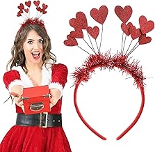 WLLHYF Sequins Heart Headband Glitter Heart Hair Band Christmas Heart Shape Decor Headband Red Heart Head Bopper Hair Accessories for Holiday Wedding Birthday Party Christmas Gift (Red)