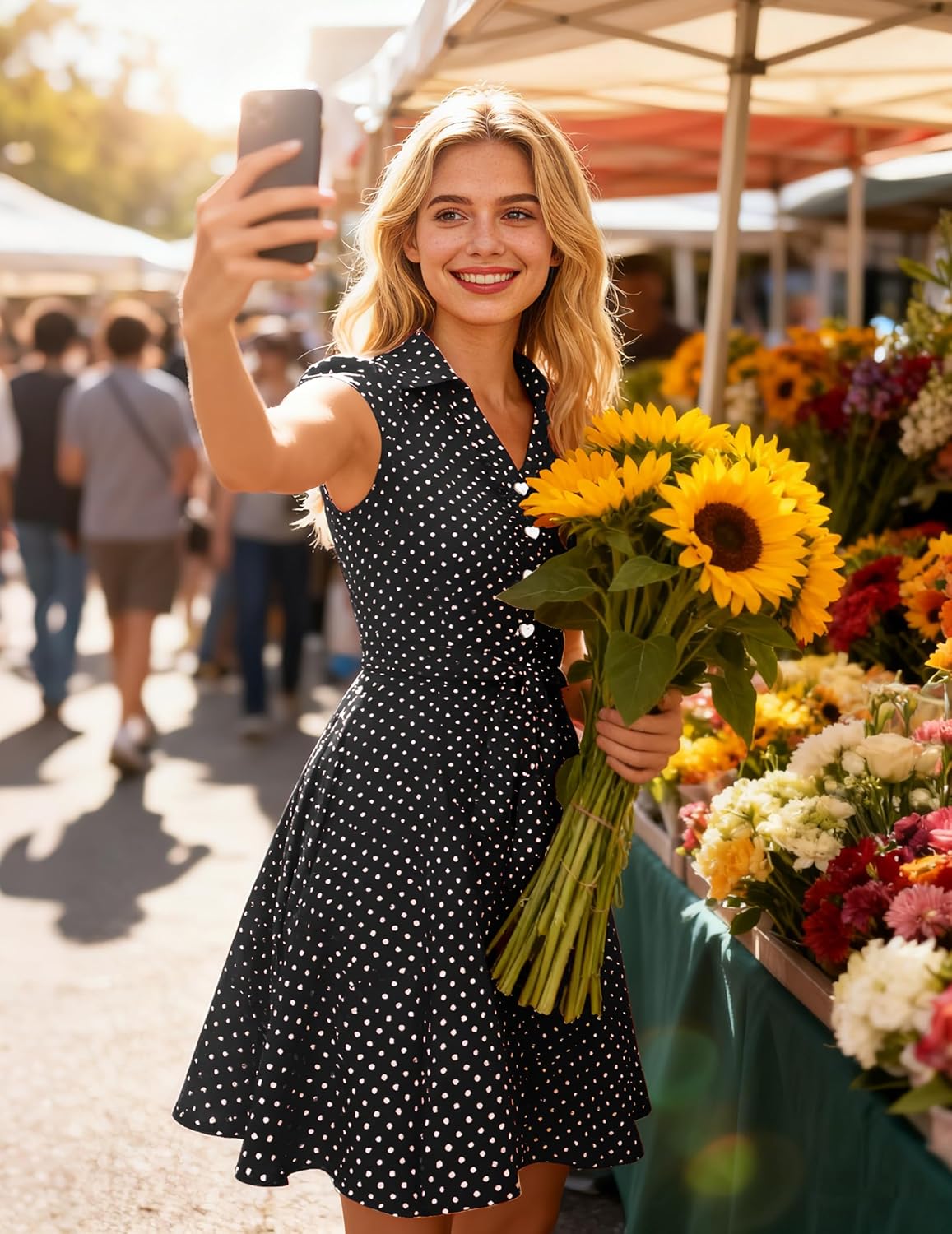 Wedtrend Women's 1950s Retro Rockabilly Dress Cap Sleeve Vintage Swing Dress - Image 2