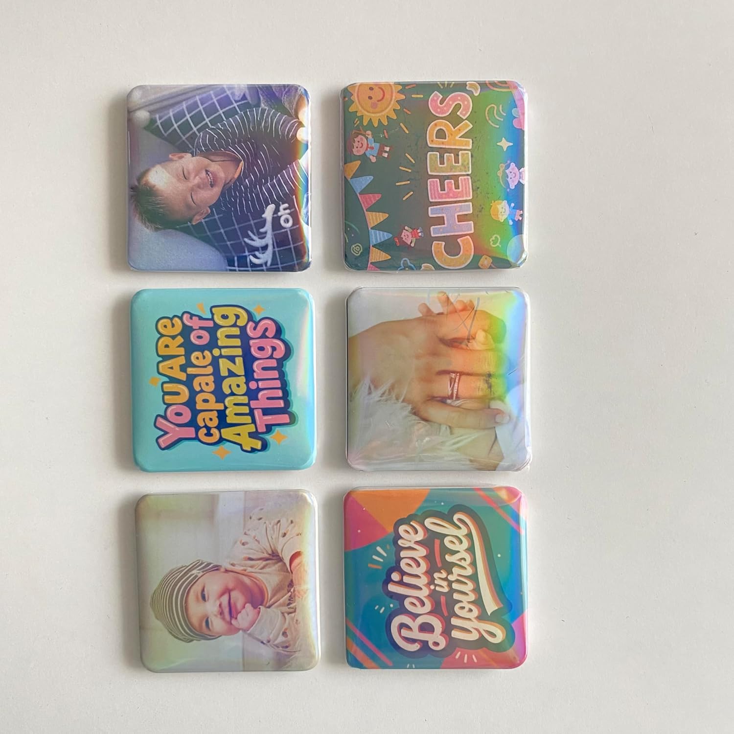 NantFun Square Magnet Button Maker Press Machine with 200 Sets Square Badge Making Supplies 2'' x 2'', Custom Fridge Badges – Ideal for Parties, Events, Business, School