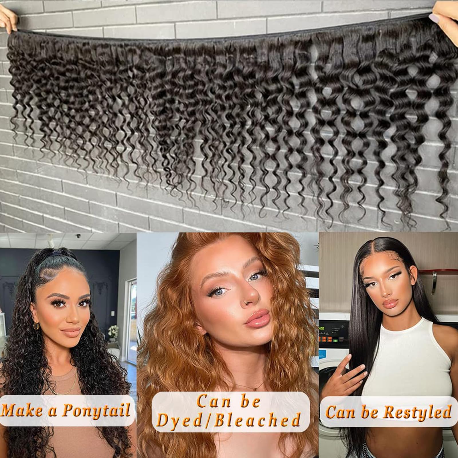 Rebasar Water Wave Human Hair Bundles Extension Echthaar Tressen Bündel 100% Virgin Remy Brasilianische Menschliches Haar Tressen Naturschwarz Color 202224 Zoll | Geflochtenes Echthaar, gelockt, 3 Strähnen, doppelt, Extensions, Echthaar, Schwarz, Farbe in