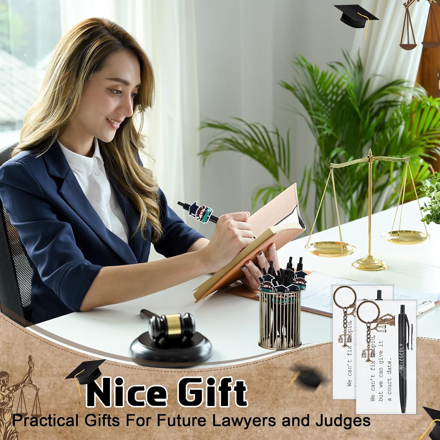 Sayglossy 20 Sets Funny Lawyer Graduation Gifts For Future Lawyers Include Novelty Ballpoint Pen, Card, Vintage Keychains, Lawyer Judges Law School College Graduation Gift