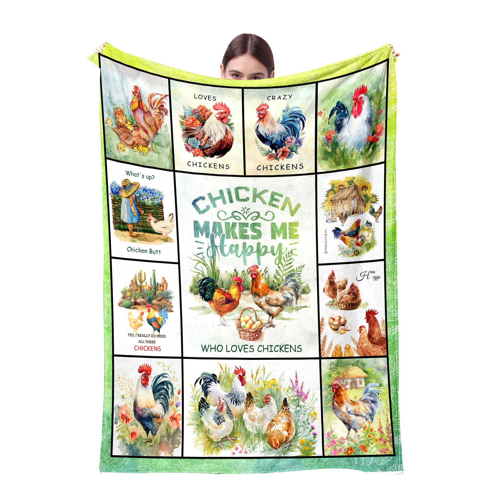 FFCryingChicken Fleece Blanket Funny Rustic Farm Rooster Lightweight Throw Blanket for Couch Bed Chicken Room Decor Chicken Gifts for Kids Adults Women 50"x60"