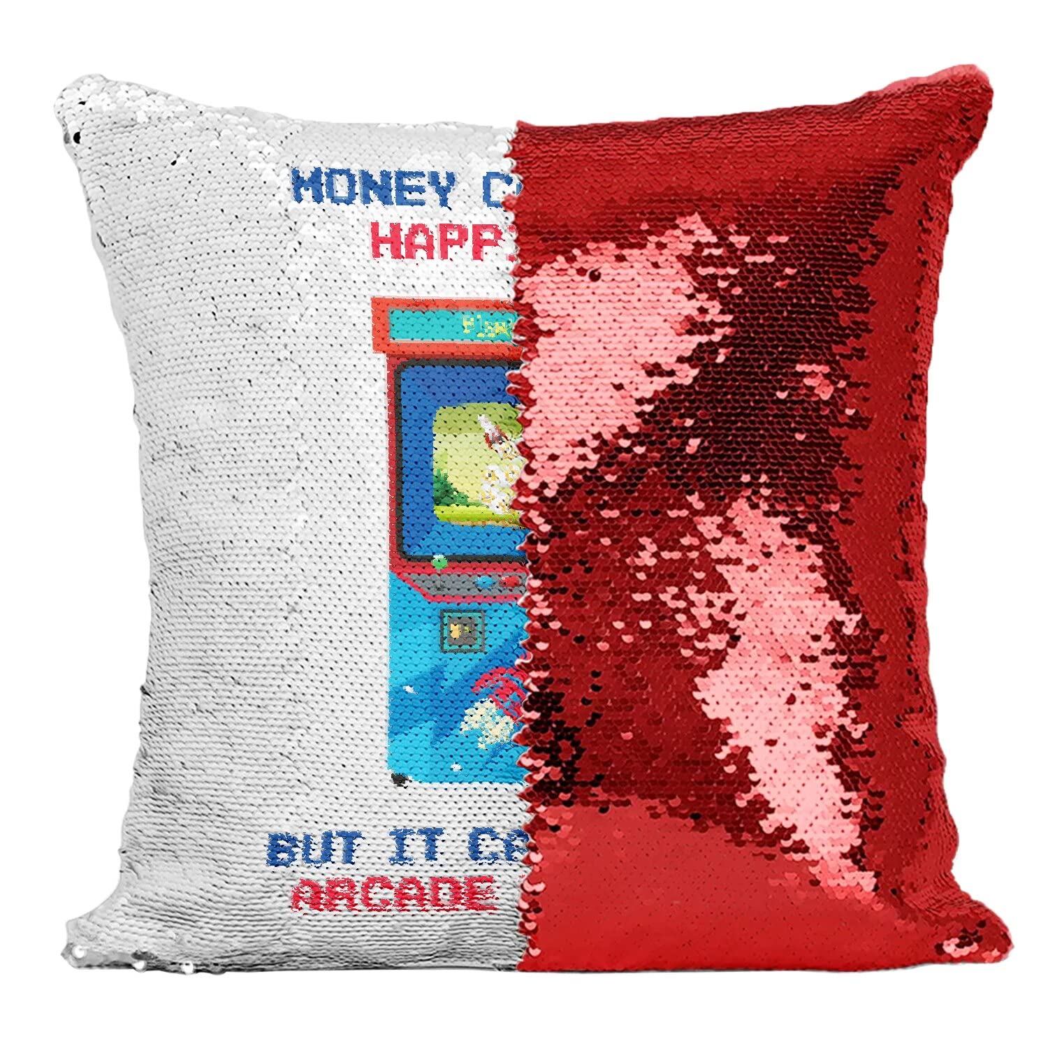 Coussin paillettes rouge arcade machine - Décoration salon canapé