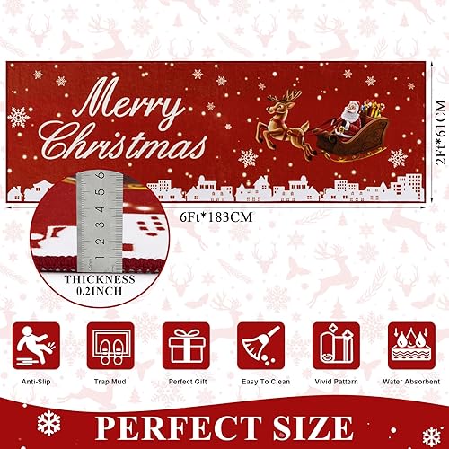 Miniatura 2 de U'Artlines - Alfombra de pasillo navideña 2x6 pies, alfombra de cocina estilo granja, lavable, antideslizante, alfombra de área para cocina