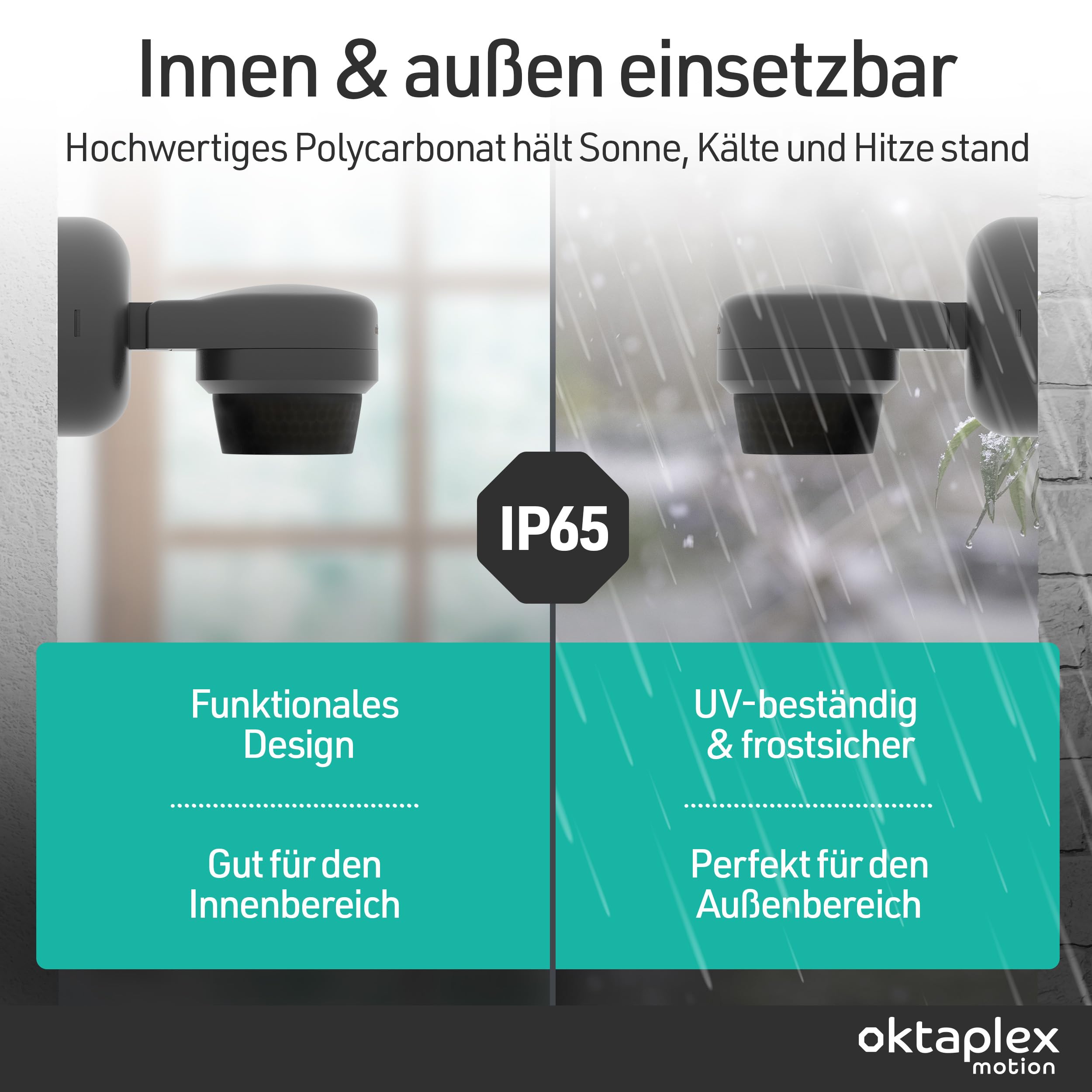 Oktaplex 2er Set Mia Bewegungsmelder schwenkbar anthrazit | 360 Grad 10m IP65 Motion Sensor Outdoor 230V