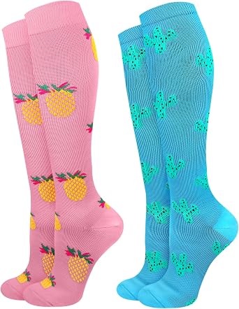 Compression Socks for Women 15-20 mmHg, 2 Pairs