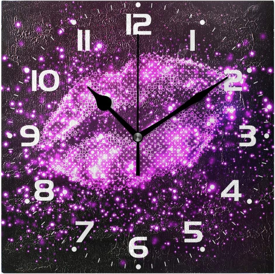 Naanle Colorful Striped Watercolor Bright Color Rainbow Print Round/Square/Diamond Acrylic Wall Clock Oil Painting Home Office School Decorative Creative Dual Use Clock Art