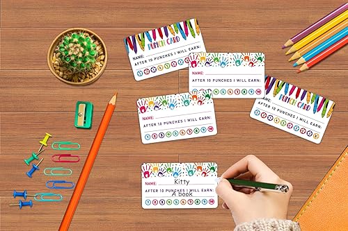 Miniatura 6 de PETCEE 100 tarjetas perforadoras para niños, estudiantes, tarjetas de recompensa de incentivo para comportamiento en el aula, tarjetas perforadas