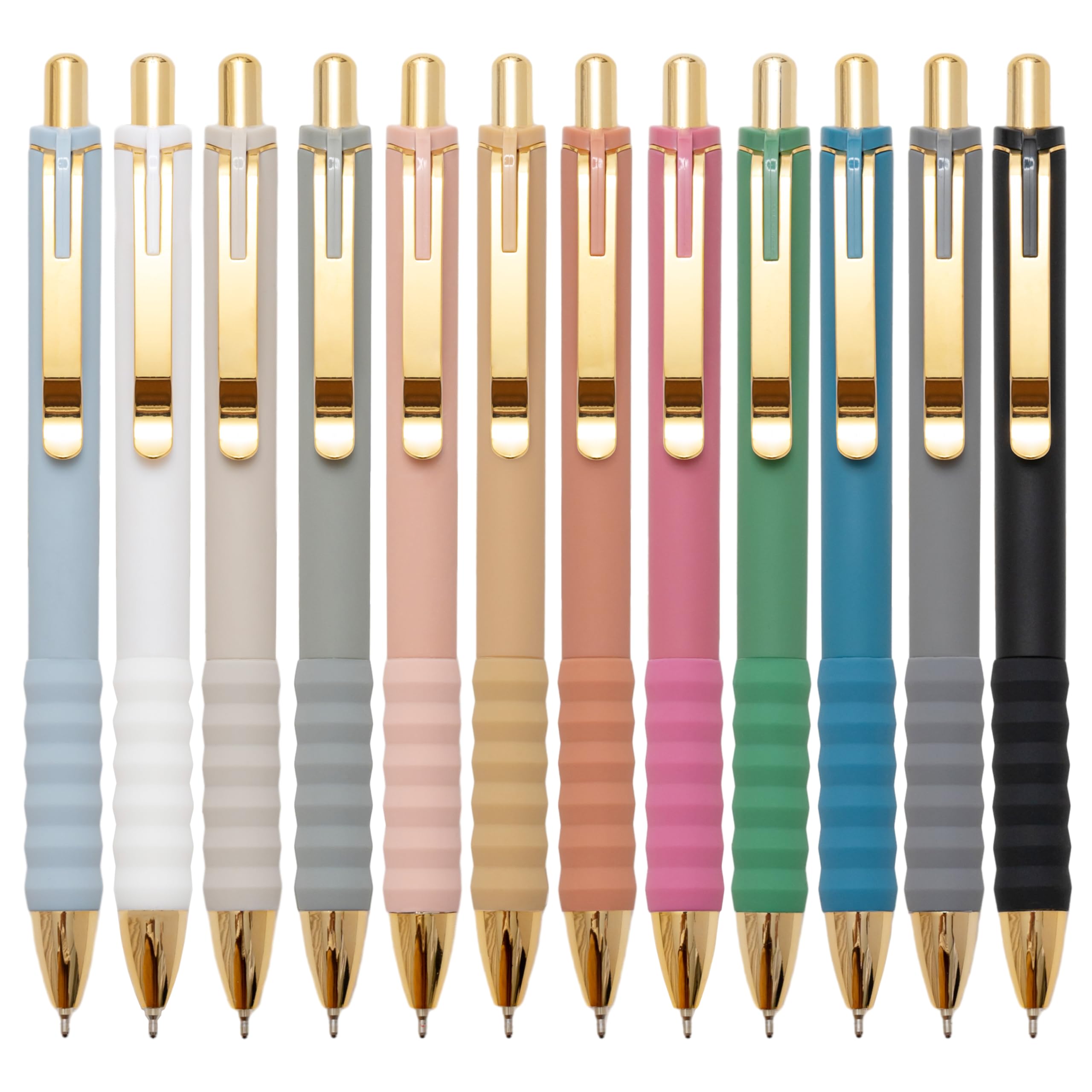 Linbsunne Ballpoint Pens Black Medium Point 1mm with Super Soft Grip Ball Point Pen for Men Women Retractable(style2, 12 pcs)