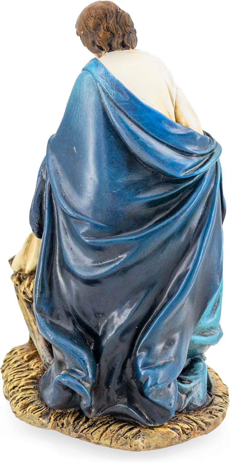 Christmas Music Box Nativity Statue with One Piece Holy Family Figures Plays 'O Come All Ye Faithful' Melody (7.5" H)