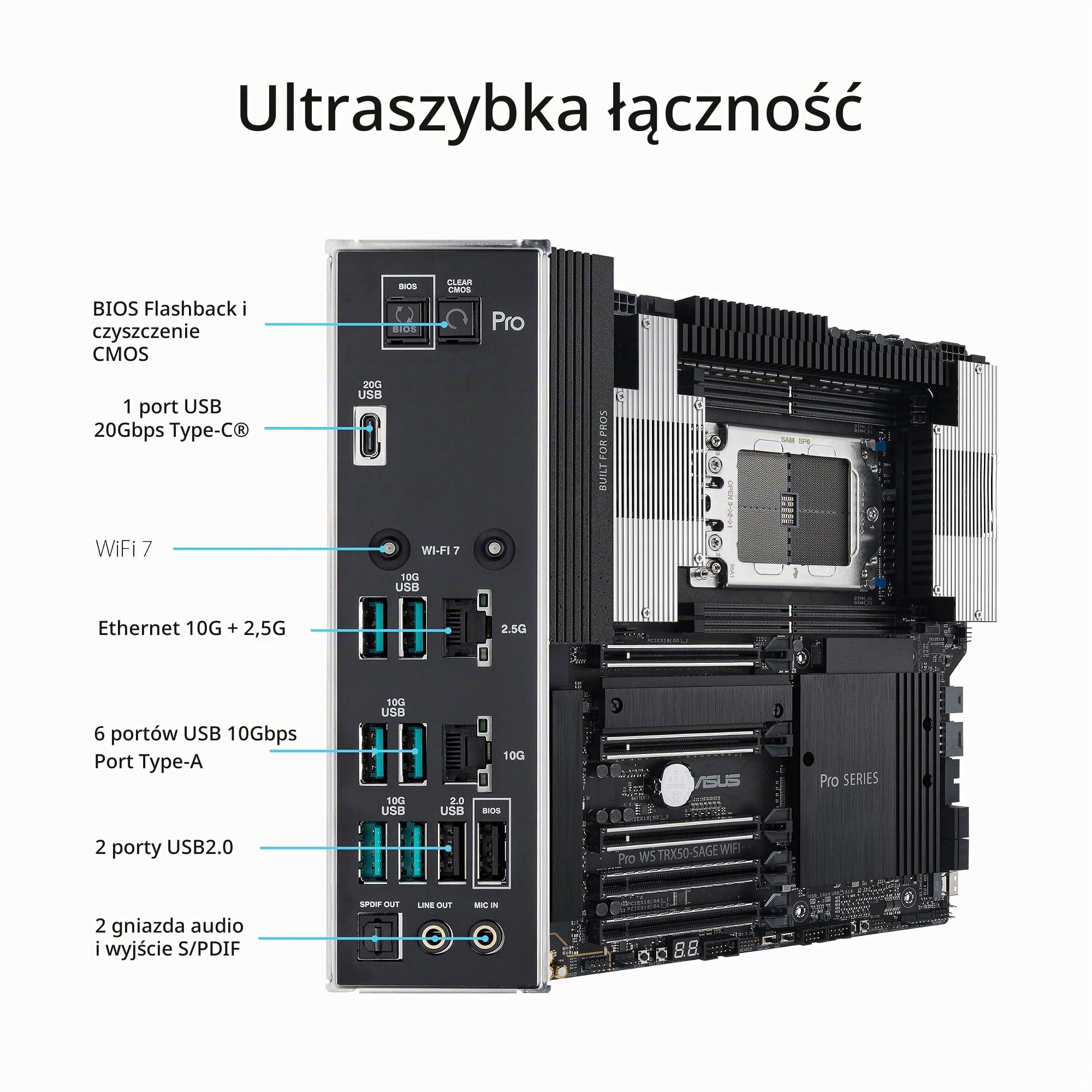 ASUS PRO WS TRX50-SAGE WIFI (gniazdo sTR5/TRX50/DDR5/S-ATA 6 Gb/s/CEB)