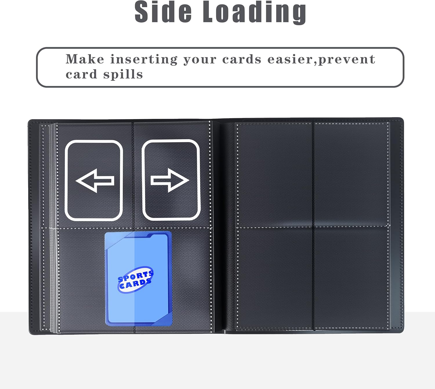 4-Pocket Trading Card Binder – Holds 160 Cards, Fixed Pages with Side-Loading Sleeves – Durable PP Cover Organizer for Game Cards, Sports Cards, Business Cards & Coupons – Black