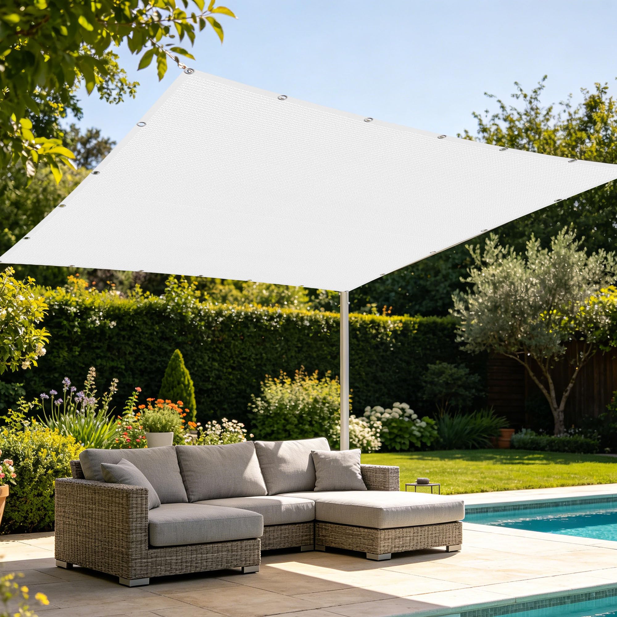 Voile d'ombrage blanc 200 x 360 cm respirant haute densité pour serre et jardin