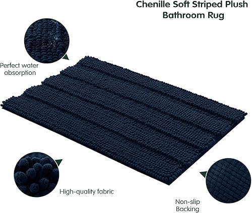 Miniatura 4 de CHUN YI Alfombra de baño de felpilla suave para baño, absorbente de agua, acogedora y gruesa, antideslizante, para bañeras, se puede lavar y secar a