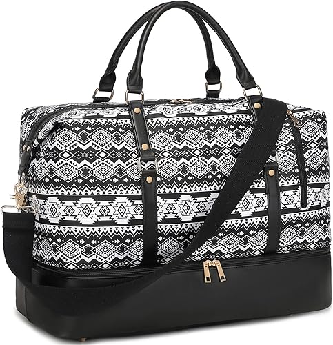 Bolsas de fin de semana para mujer, bolsa de viaje de gran tamaño para mujer, bolsa de lona de transporte con compartimento para zapatos