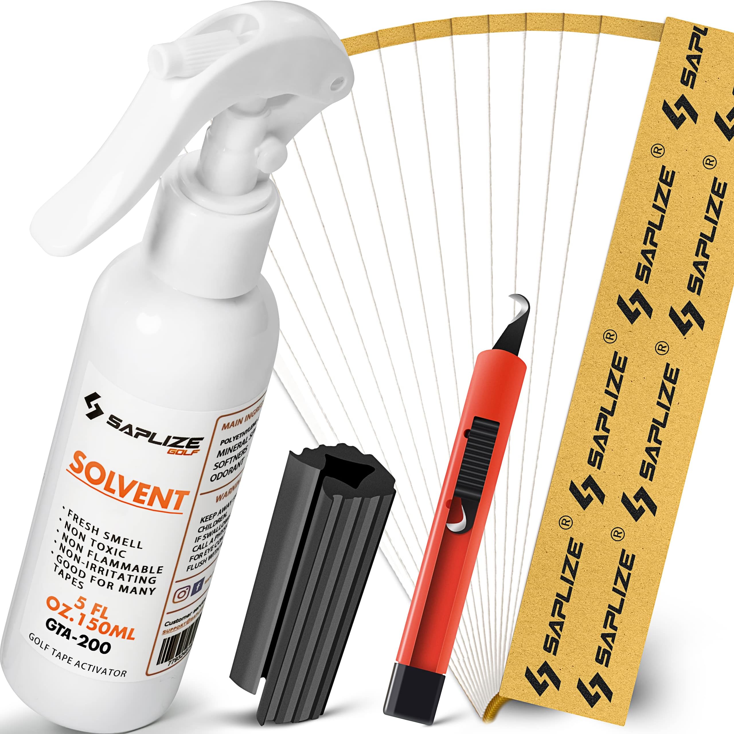 – SAPLIZE Golf Grip Kits for Regripping Golf Clubs, Options Including Golf Grip Tape Strips, Tape Remover Tool, Grip Solvent, Hook Blade & Rubber Vise Clamp