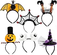 Vista 1 de JOYIN 6 diademas de Halloween, calabaza, murciélago, bruja, fantasma, piernas de bruja, telaraña para fiesta de Halloween, disfraces, dulce o truco