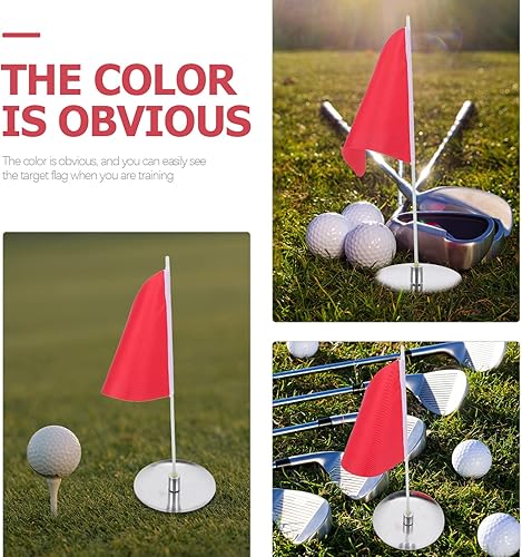 Miniatura 2 de BESPORTBLE Juego de banderas y tazas de palos de golf, mini taza de golf y banderas para poner golf de repuesto verde, copa de agujero para palo de