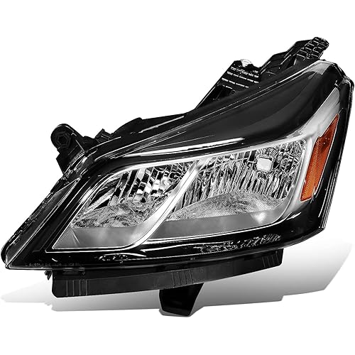DNA Motoring OEM-HL-0107-L Black Housing Amber Reflector Headlight Lamp Compatible with 13-17 Chevy Traverse (Driver Side)