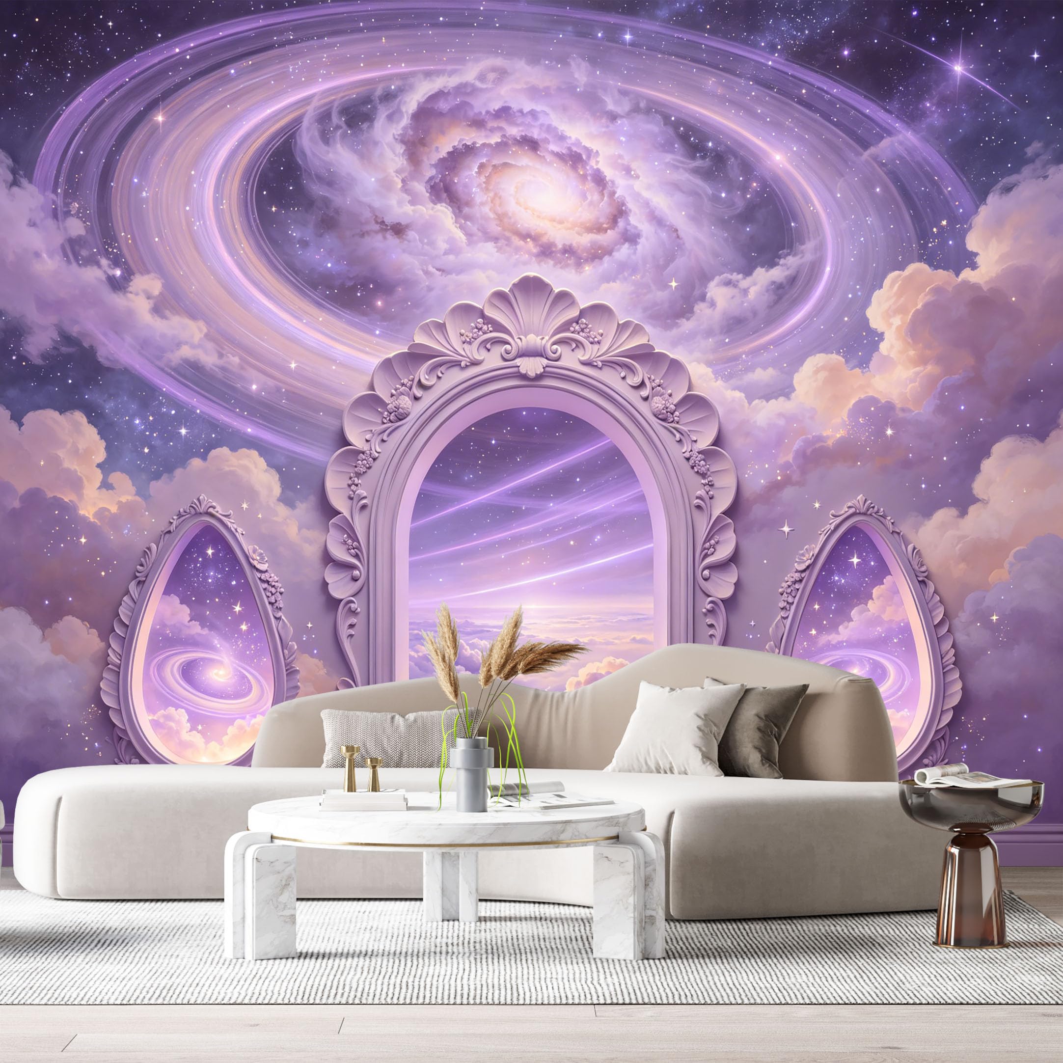 Custom Size Wall Murals Surreal Cosmic Galaxy Nebula Mirror 3D Trompe L'Oeil SelfAdhesiveWall Fabric Removable Wallpaper Wall Decor for Living Room Bedroom Bathroom