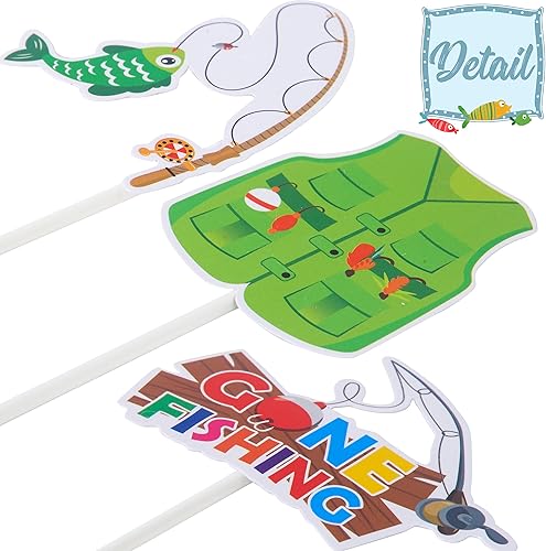 Miniatura 5 de 36 piezas de decoración para cupcakes de pesca, fiestas de pesca, para decoración de fiesta de cumpleaños de pescador, caña de pescar, temática para